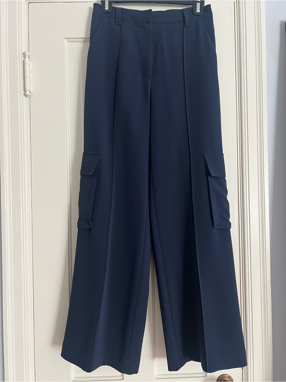 cinq a sept Navy Wide-Leg Cargo Pocket Pants